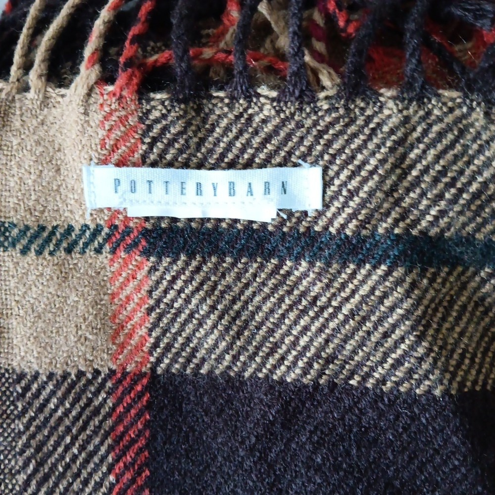 Pottery Barn Plaid Fringe Dunston Throw Accent Blanket Lightweight Fringe Cozy - Picture 5 of 5